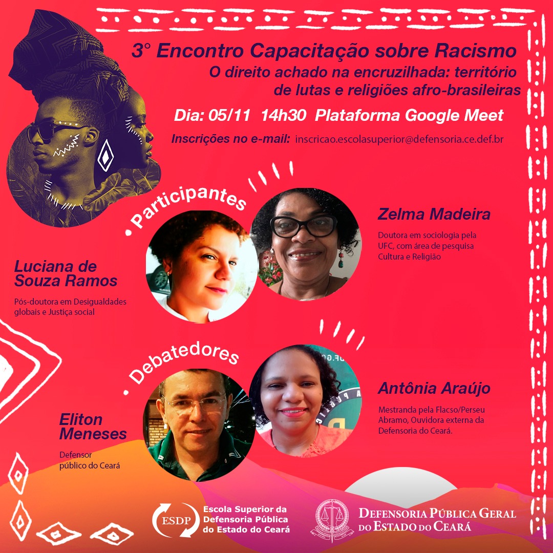 Terceira capacitação sobre racismo acontece nesta quinta-feira, 05, e debate sobre religiões afro-brasileiras