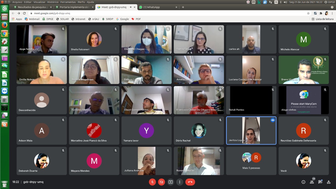 Defensoria Geral realiza reunião com supervisores da capital e do interior para discutir retorno presencial na instituição