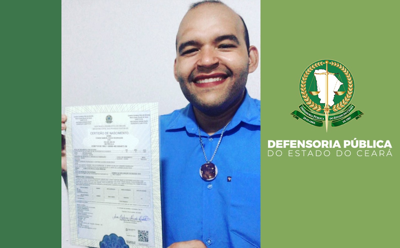 “Conde Samuel”: Defensoria registra mais um caso de alteração de prenome no Ceará