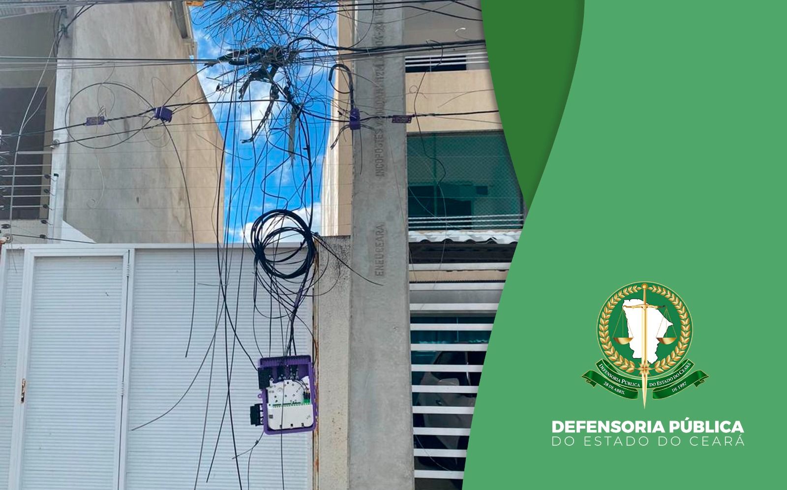 Após pessoas sofrerem acidentes graves com fios soltos espalhados na rua, Defensoria expediu Recomendação às empresas de telefonia de Quixadá